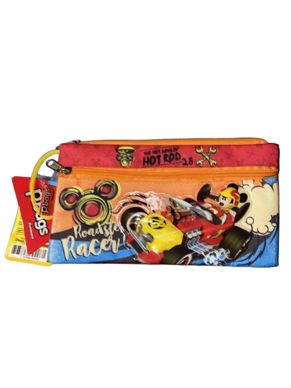 Disney Mickey Roadsters Racer Pencil Case One Size Orange Red NWT